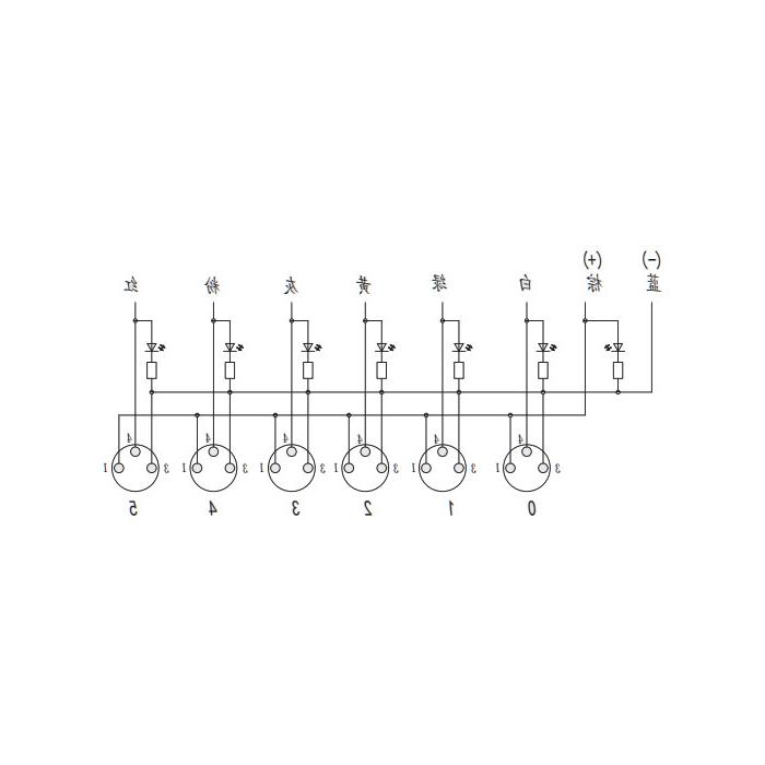 M8 junction box, single channel, PNP, 6-port all-in-one, LED, PUR flexible cable, black sheathing, 23P601-XXX