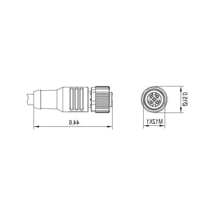 M12 4-PIN, straight female, single-end precast PVC non-flexible cable, shielded, red sheathed, 0C4241-XXX